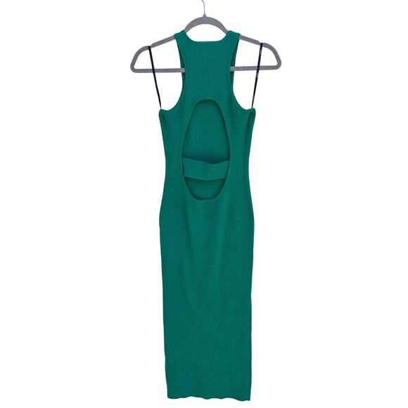 Monse Ribbed BodyCon Midi Dress, Back Cut Out, Green, Sz Small - Picture 4 of 8